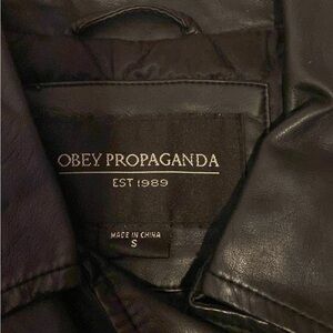 Obey Black Leather Jacket